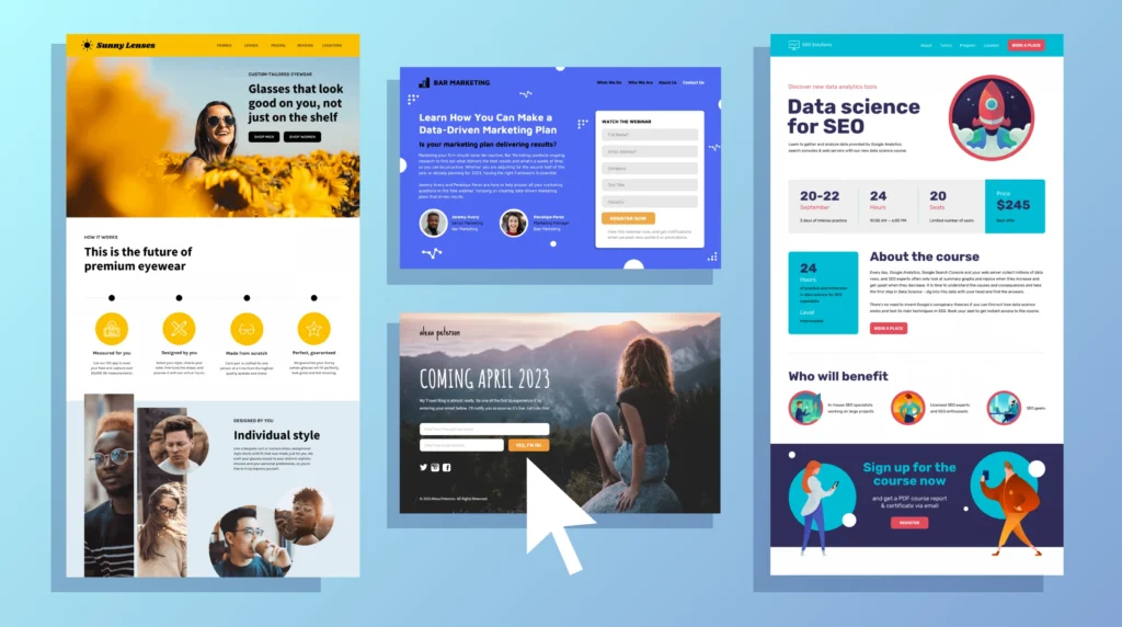 Ilustração mostrando a transformação de visitantes em leads por meio de landing pages eficazes
