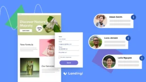Ilustração mostrando a transformação de visitantes em leads por meio de landing pages eficazes